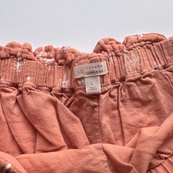 LC Lauren Conrad Pink Palm Tree Print Short Shorts 100% Cotton Sz L - Picture 2 of 6